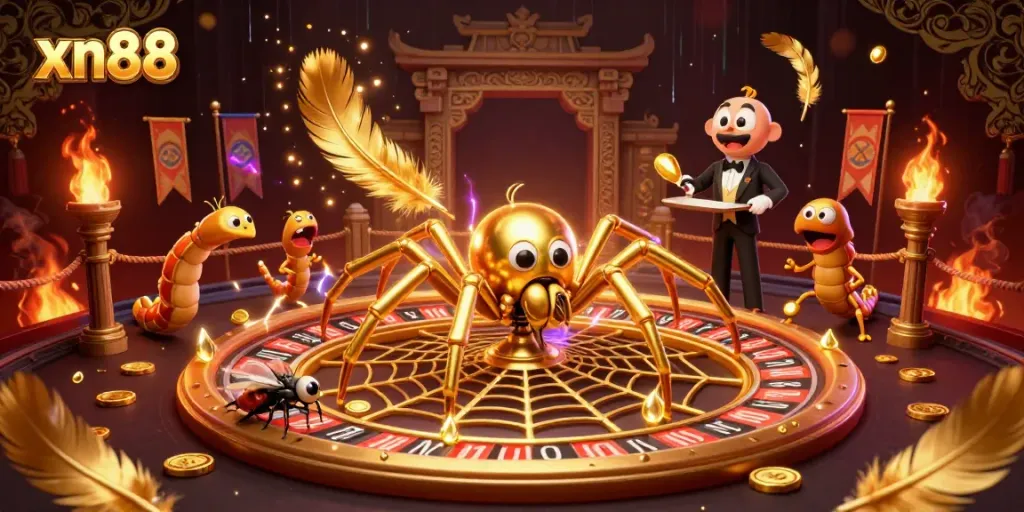 Experience thrilling roulette action with xn88's unique casino-themed illustration featuring vibrant characters.