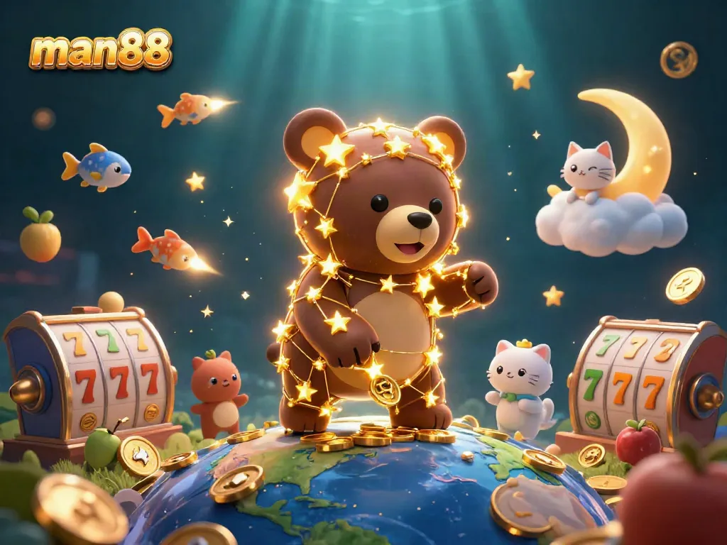 Experience the excitement of man88, featuring colorful slot reels and dynamic animation.