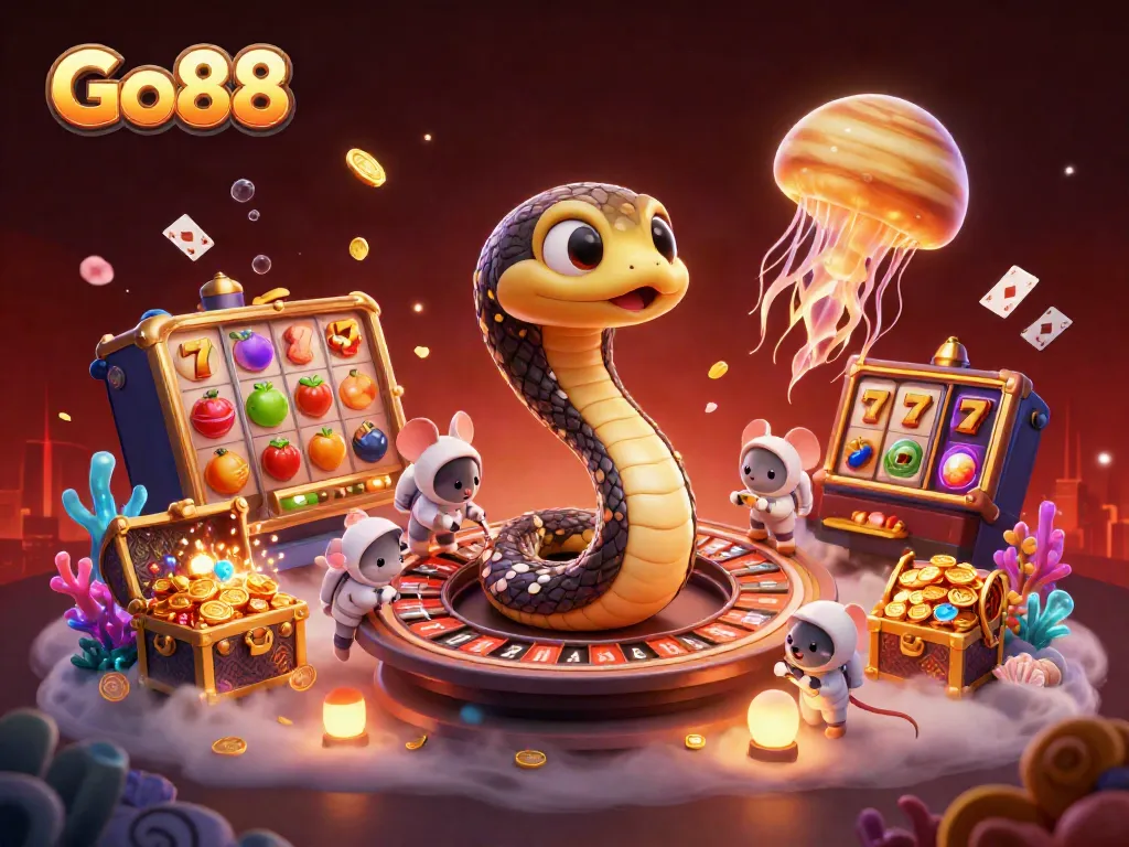 Experience Go88's thrilling casino atmosphere with vibrant characters and dynamic gaming elements.