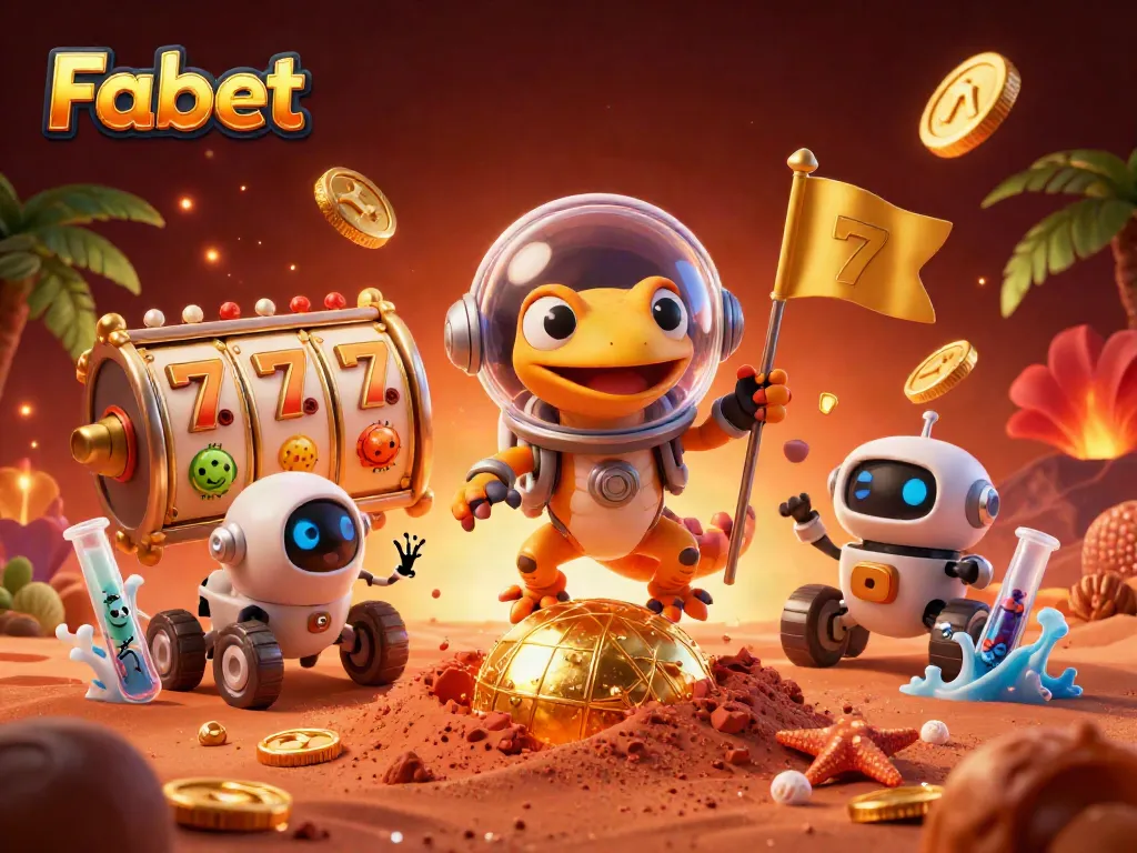 Experience Fabet's online casino adventure with a Martian gecko and dynamic gaming elements.