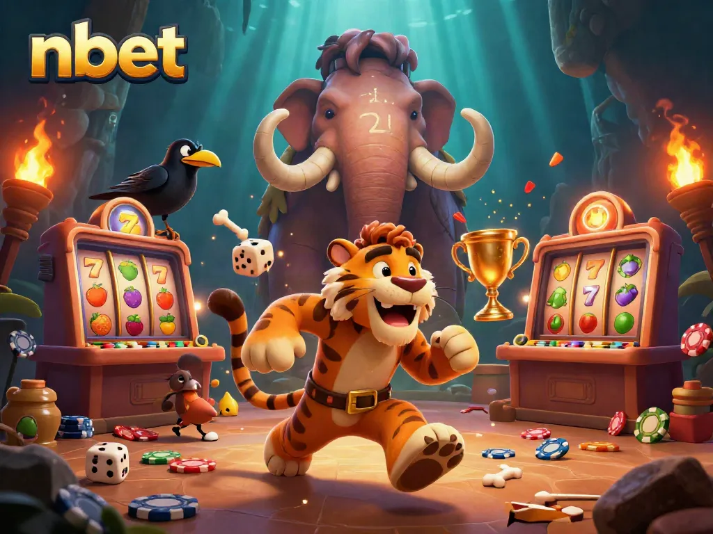 Experience the excitement at nbet with cavemen and tigers in a prehistoric casino.
