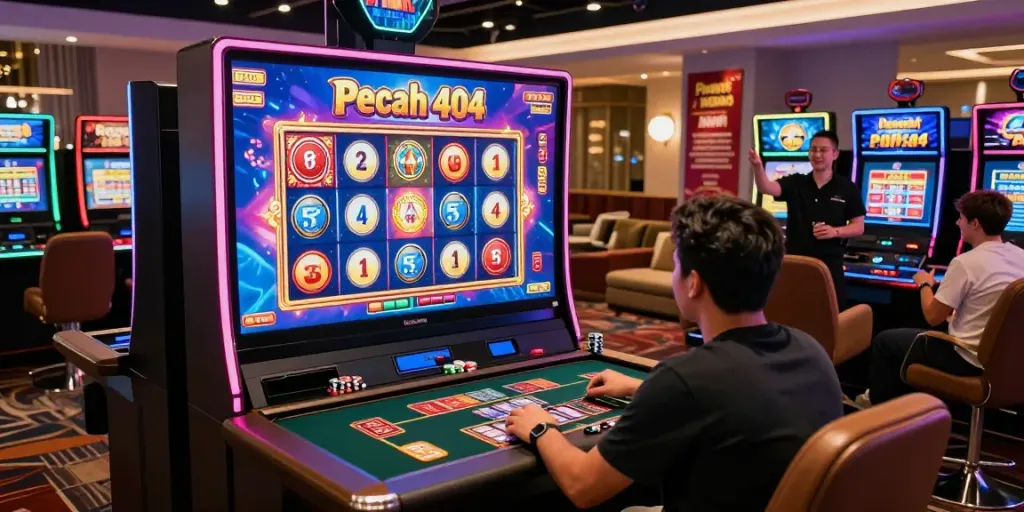 Pecah 404 game being played in a vibrant online casino with excited players enjoying the atmosphere.