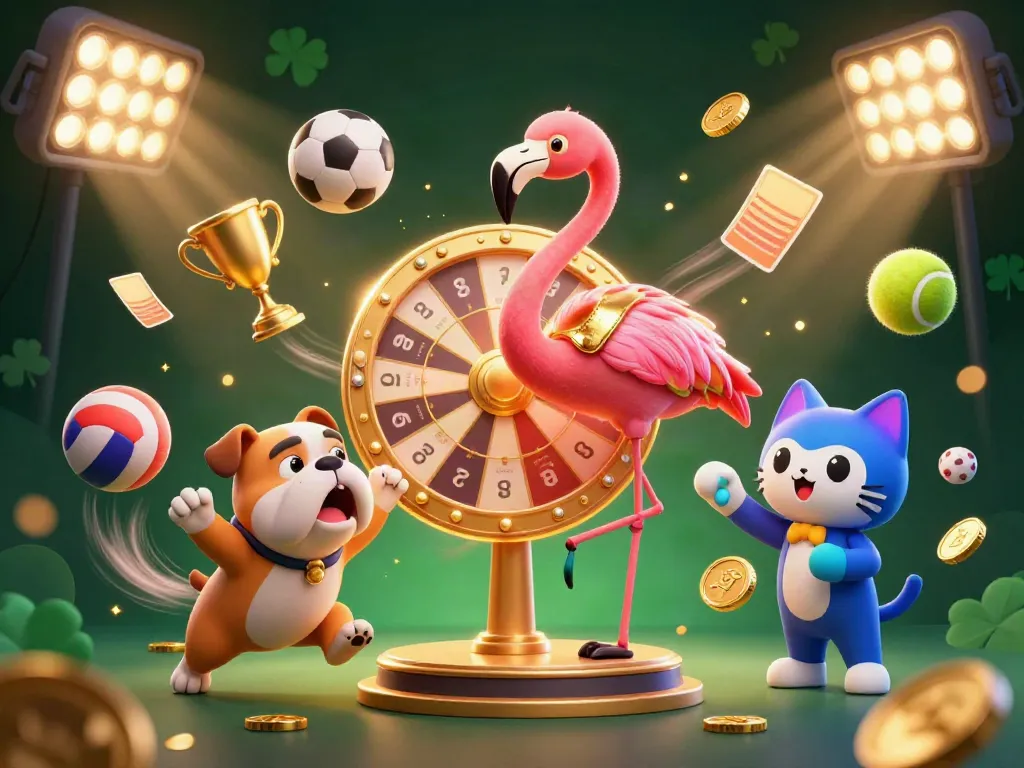 Engage in thrilling gambling action with uy888's vibrant scene featuring a dynamic game show host and exciting prizes.