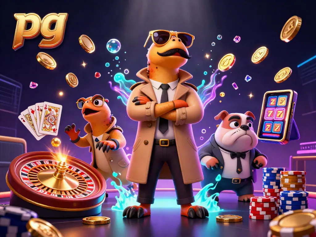 Win big at the casino with pg gaming strategies amidst vibrant raptors in a trench coat.