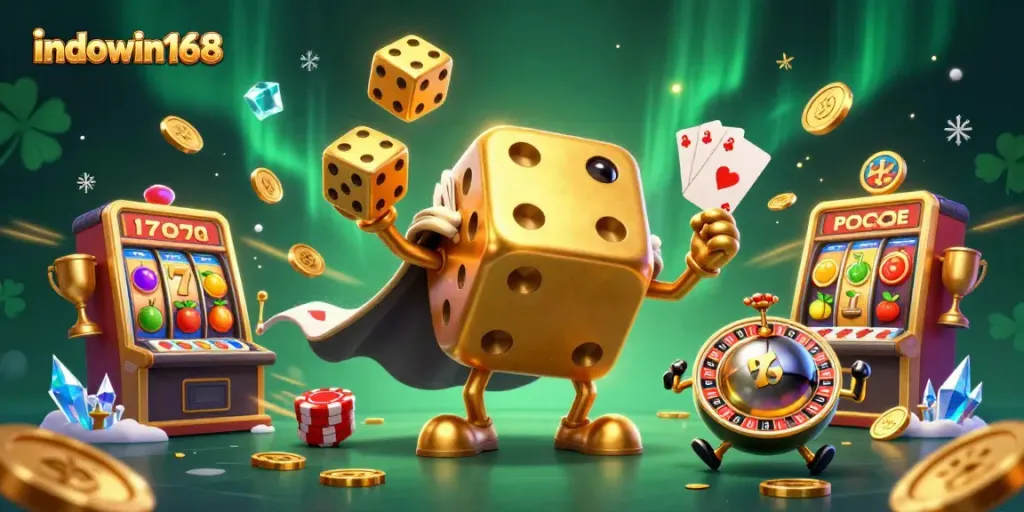 Slot dan permainan kasino interaktif indowin168 dengan berbagai elemen ceria.
