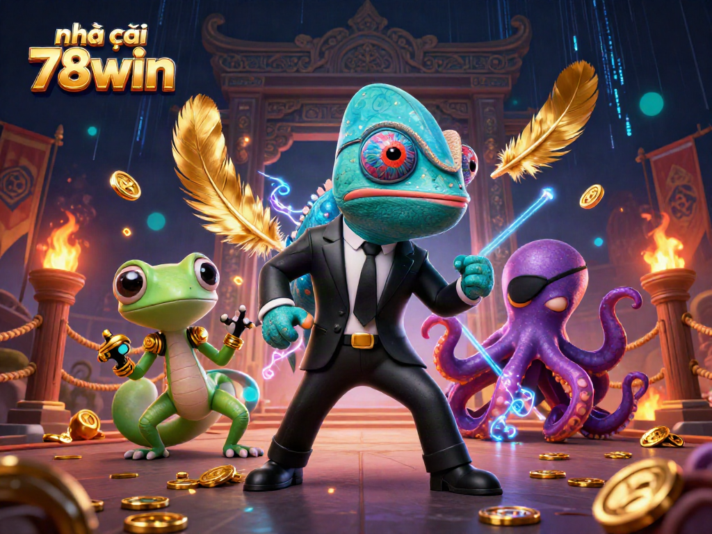Experience intensity at nhà cái 78win with a vibrant gambling scene featuring animated characters.