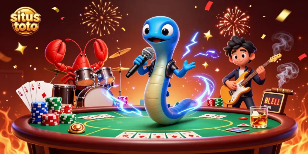 Experience situs toto gaming with a lively underwater DJ and animated casino elements.