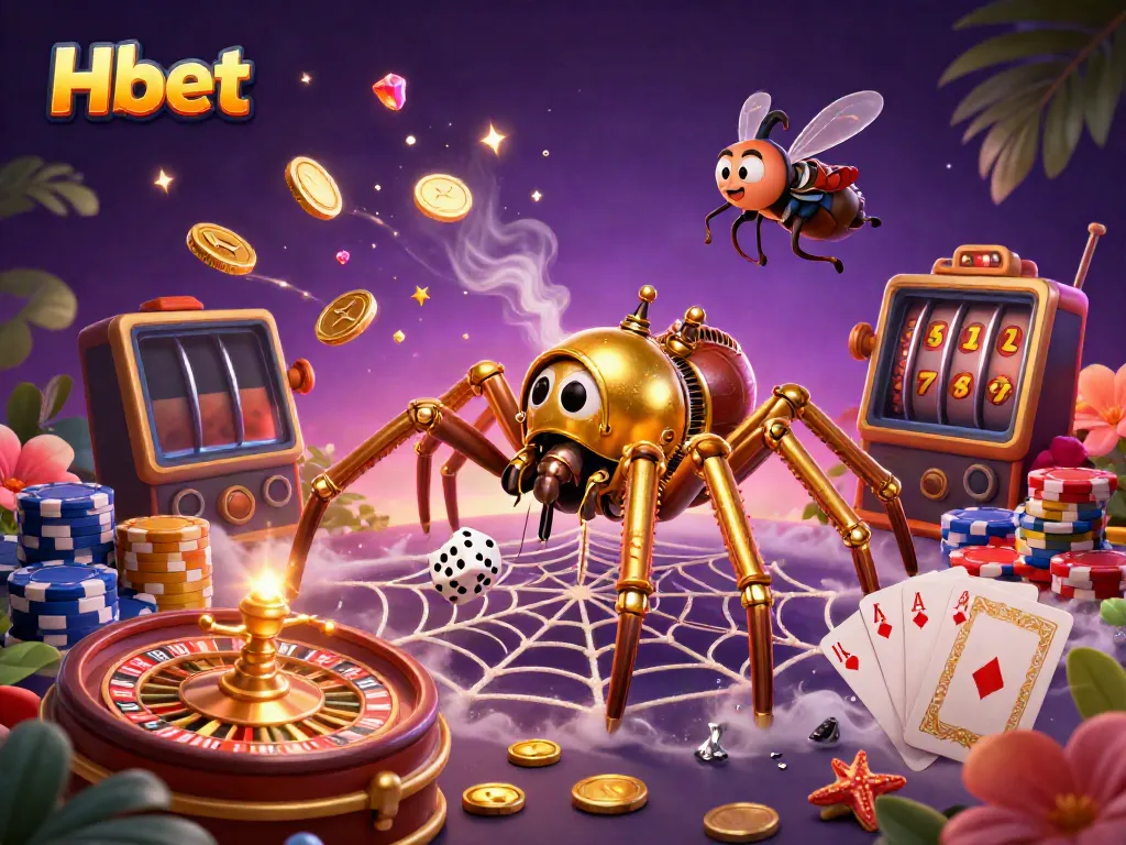 Engage in a thrilling Hbet casino scene with steampunk elements and vibrant game visuals