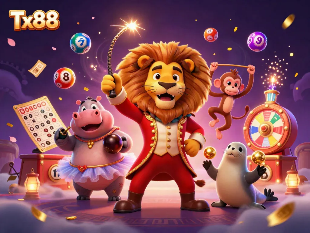 Experience thrilling game adventures with Tx88 as cartoon characters bring casino games to life.
