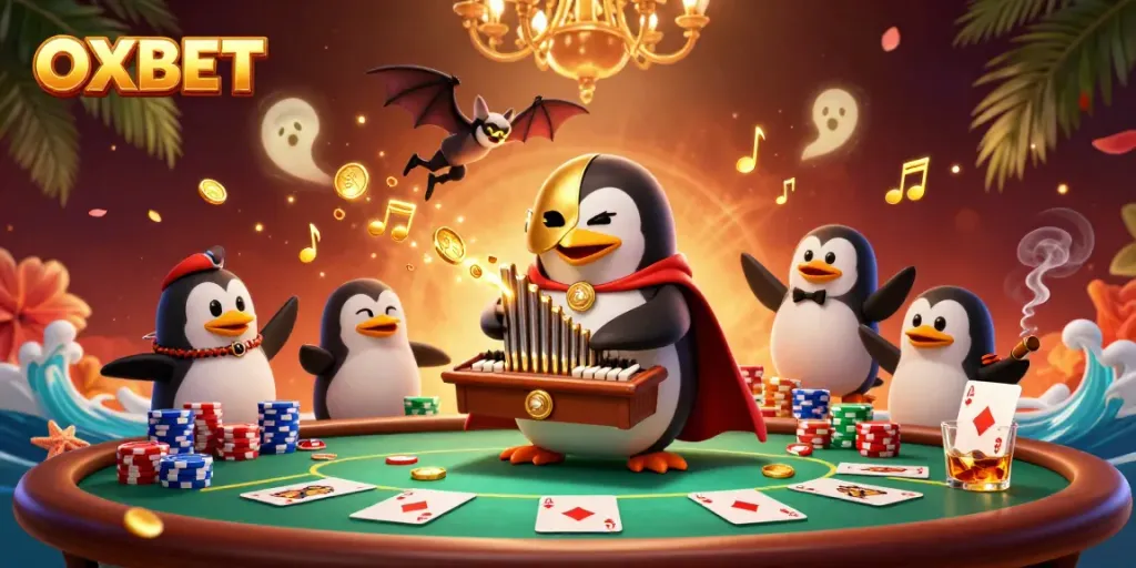 Experience exciting gaming action at OXBET with a vibrant 3D casino scene, featuring dynamic characters and action.