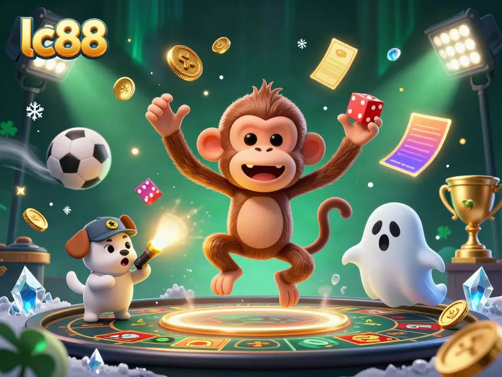 Experience the lively casino atmosphere of lc88 with a fun poltergeist monkey and ghost-hunter puppy!