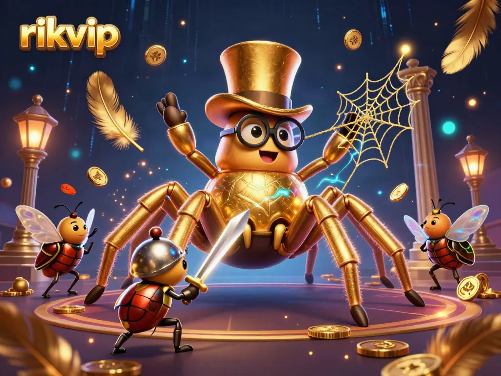Experience thrilling gameplay with rikvip in a vibrant 3D illustration of a whimsical casino scene.