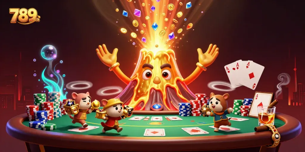 Experience the thrill of winning at 789CLUB with vibrant casino visuals and treasure hunt adventures.