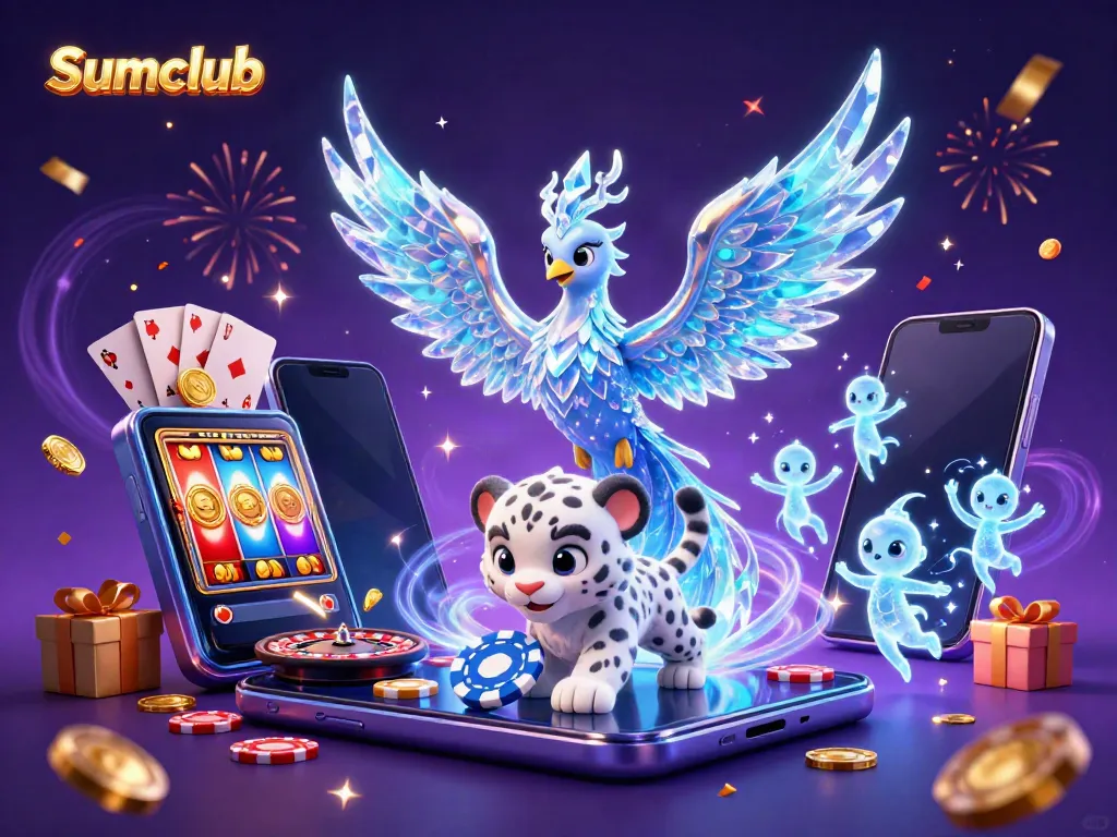 Engage in thrilling gameplay with Sumclub featuring a magical ice phoenix and dazzling casino elements.