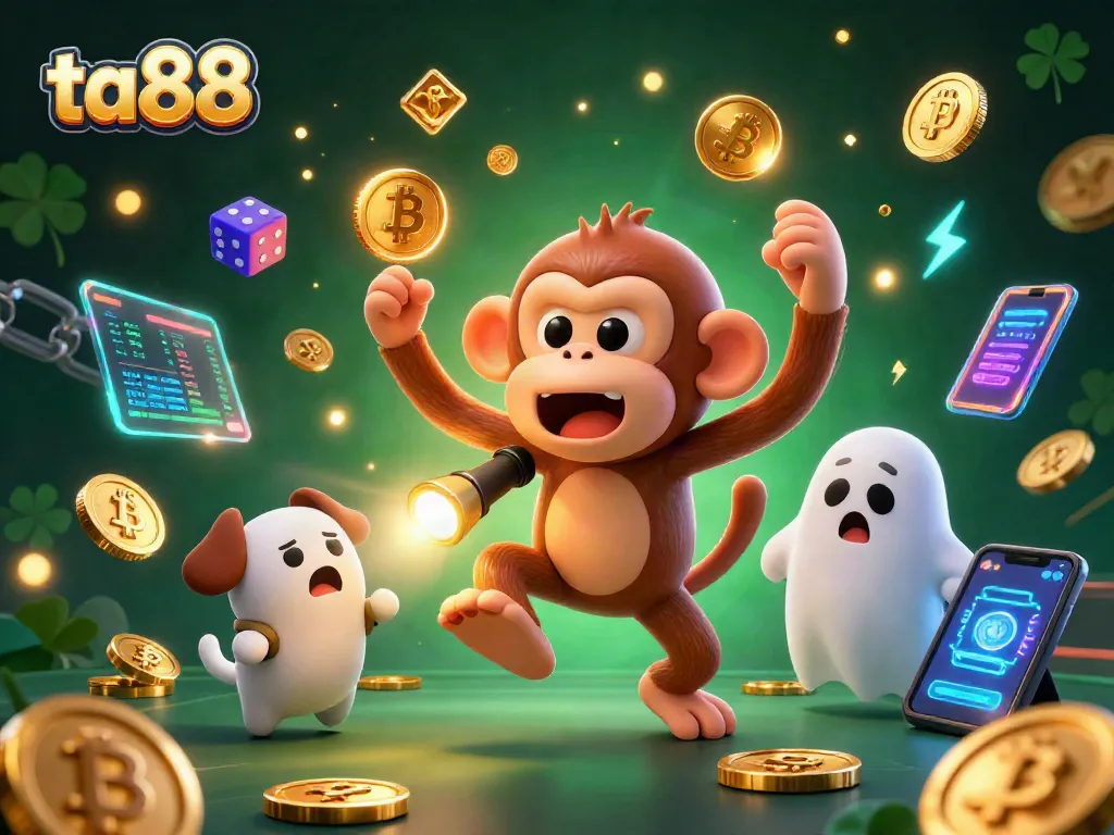 Engage in thrilling ta88 casino games with a playful poltergeist monkey and a curious ghost-hunter puppy.